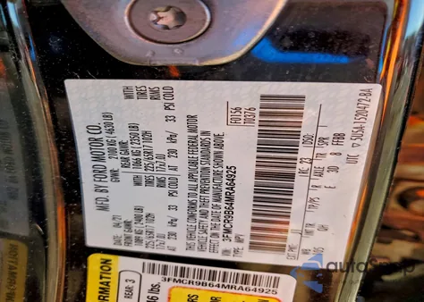 2021 Ford Bronco Sport Big Bend из США, поврежденный, VIN 3FMCR9B64MRA64925